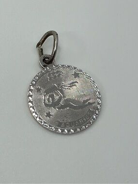 Vtg 925 Aquarius Zodiac Horoscope Sterling Silver Charm / Mini Pendant